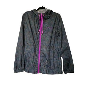Columbia green and purple long sleeve zip-up hooded jacket woman's large 1104